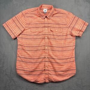 Old Navy Camp Shirt Men's XXL Peach Linen Blend Slim Fit Short Sleeve Breathable